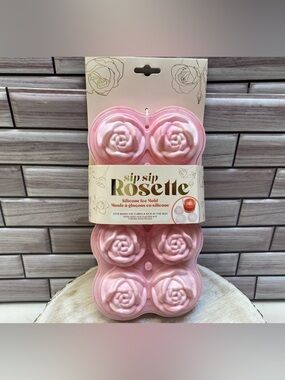 Sip Sip Rosette ❤️Rose shaped Silicone Ice  mold Pink BPA Free DIY NWT